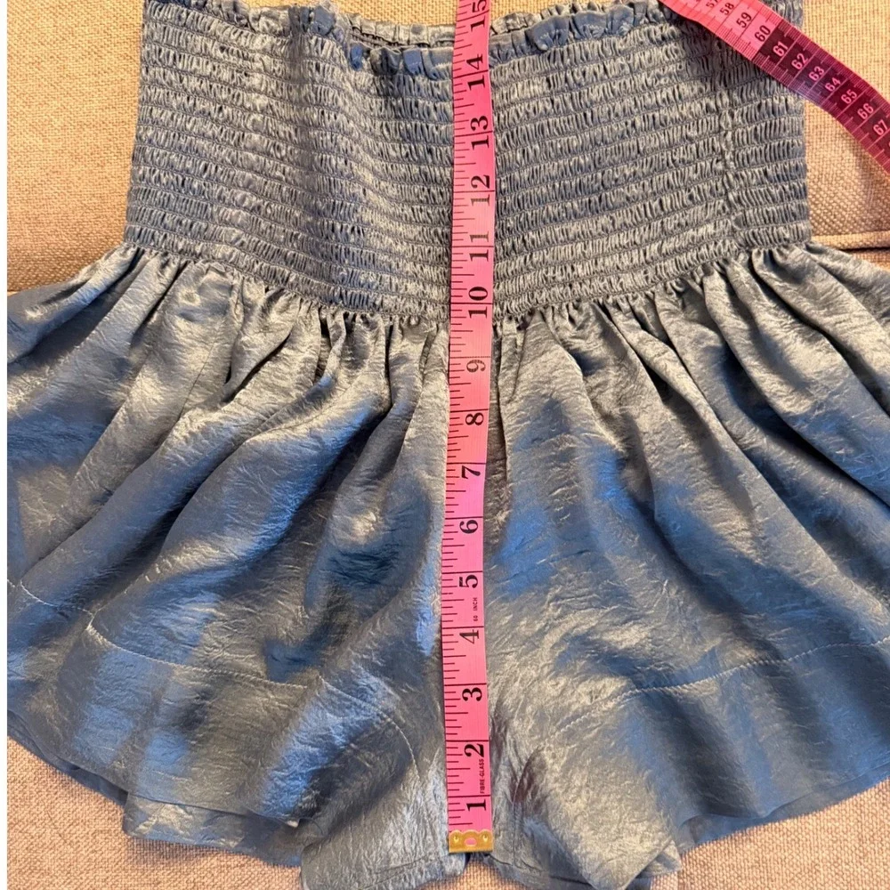 KOCH‎ Erica Steel Gloss Metallic Smocked Mini Skort Size M Made in USA